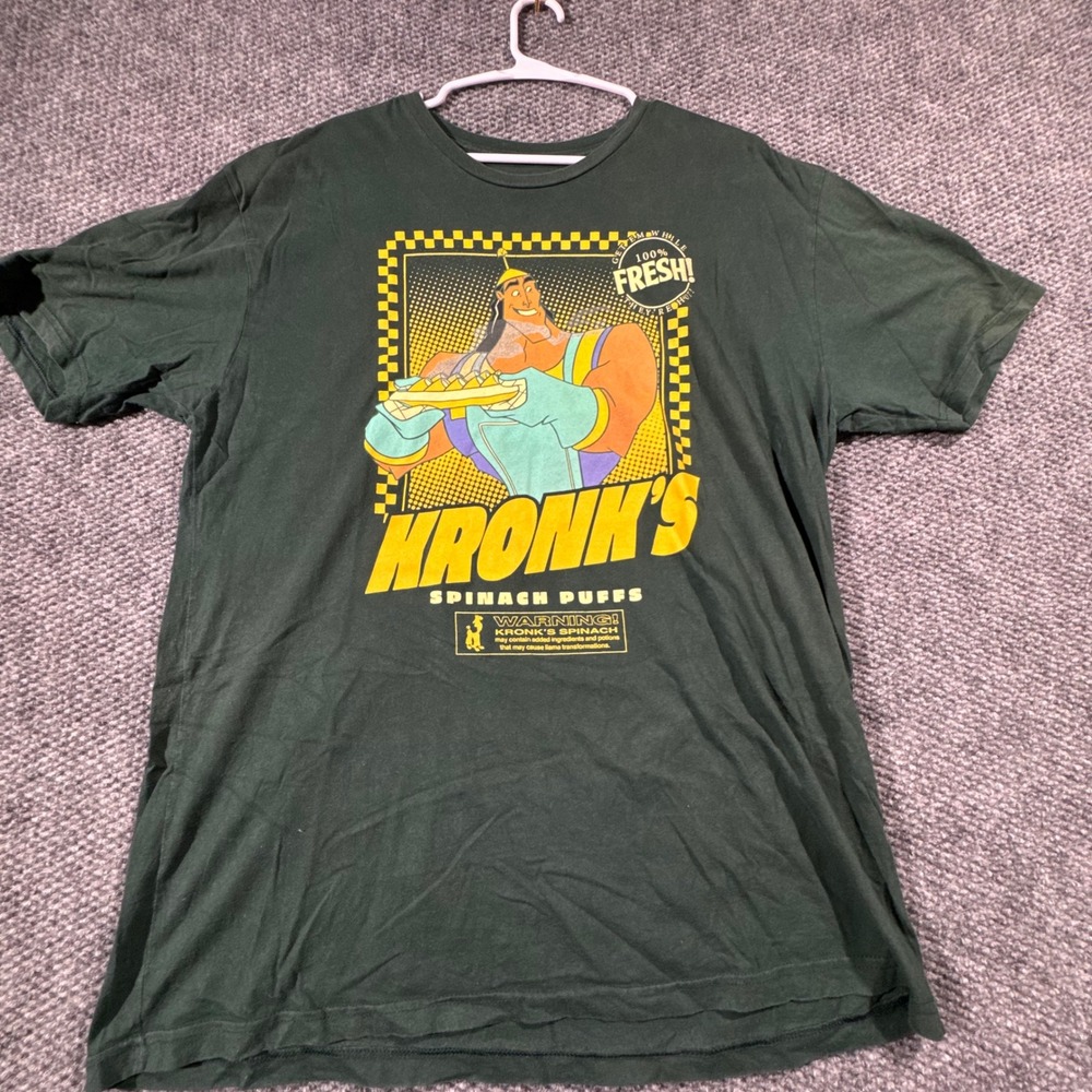 Disney Emperors New Groove Kronk Spinach Puffs Graphic Tee Green Mens M/L - Picture 2 of 5